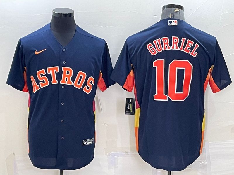 Men Houston Astros 10 Gurriel Blue Game Nike 2022 MLB Jersey1